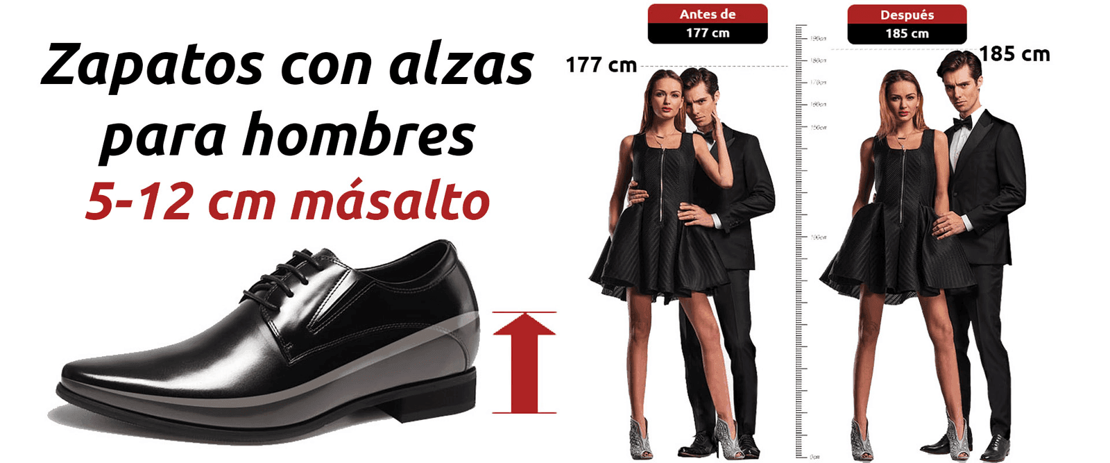 Comparacion del usuario con y sin zapatos con alzas