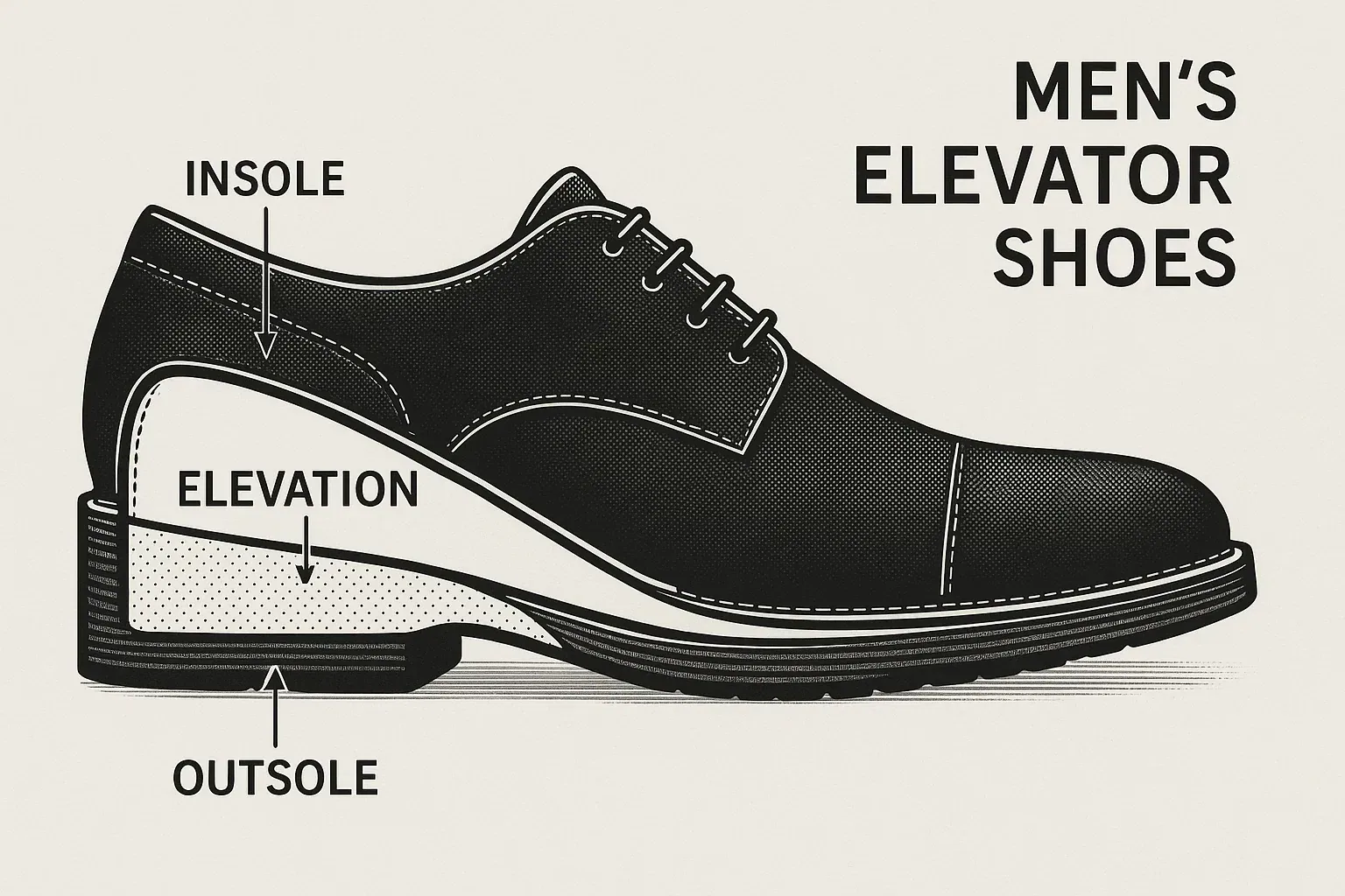 Diagrama de la estructura interna de un zapato con alzas
