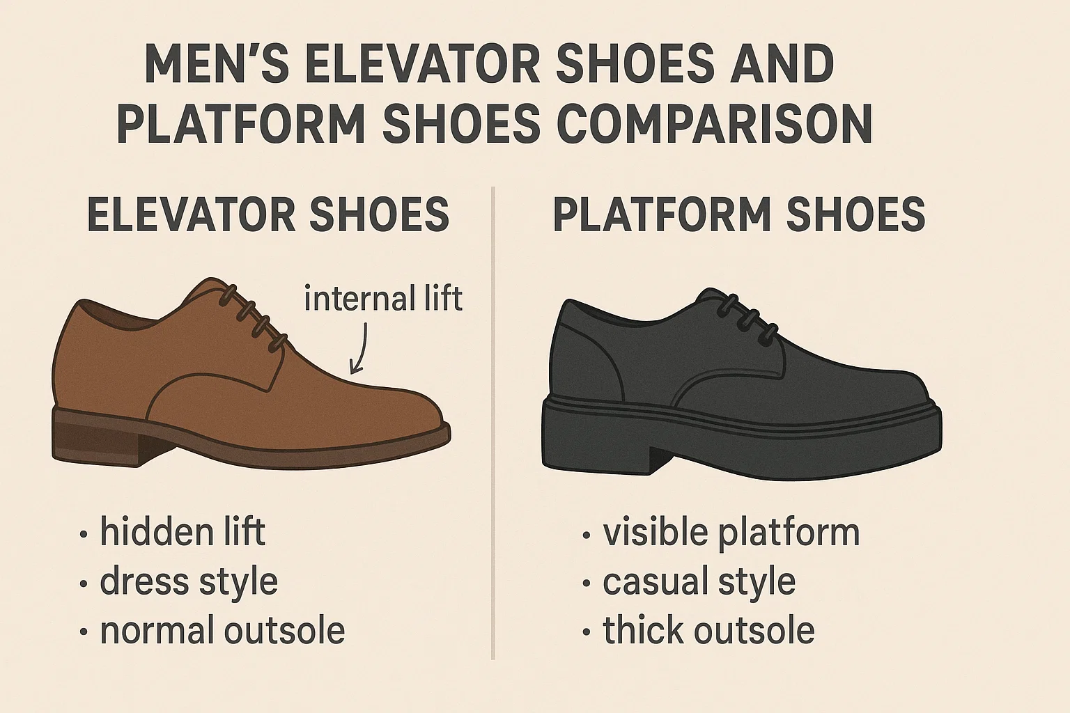 Comparacion entre zapatos con alzas y zapatos de plataforma